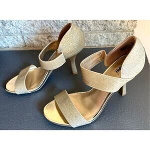 Fioni Women’s Gold Glitter Sparkly Heels Stilettos , Size 6.5